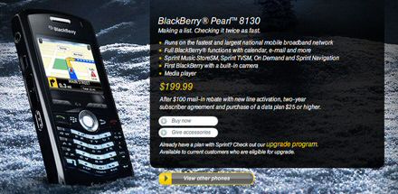 Sprint BlackBerry Pearl 8130 price